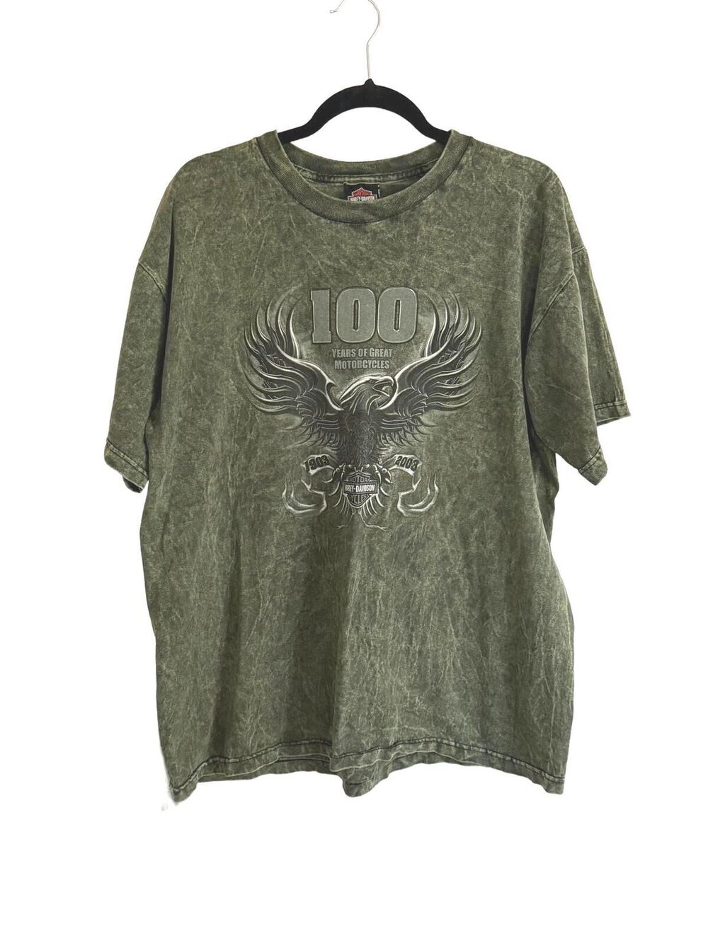 Vintage 2003 Harley Davidson 100th Anniversary T Shirt L Doerflers USA Y2K